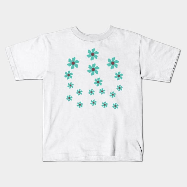 Mid blue Mini Flower Kids T-Shirt by Shineyarts